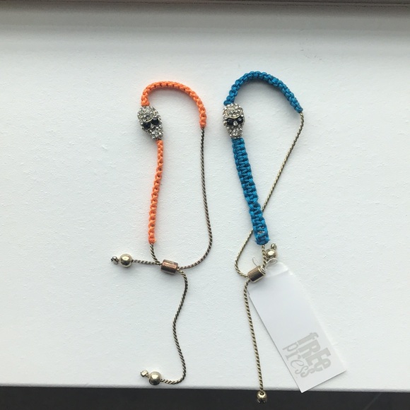 2 Adjustable Skull Rhinestone Bracelets - Picture 2 of 4